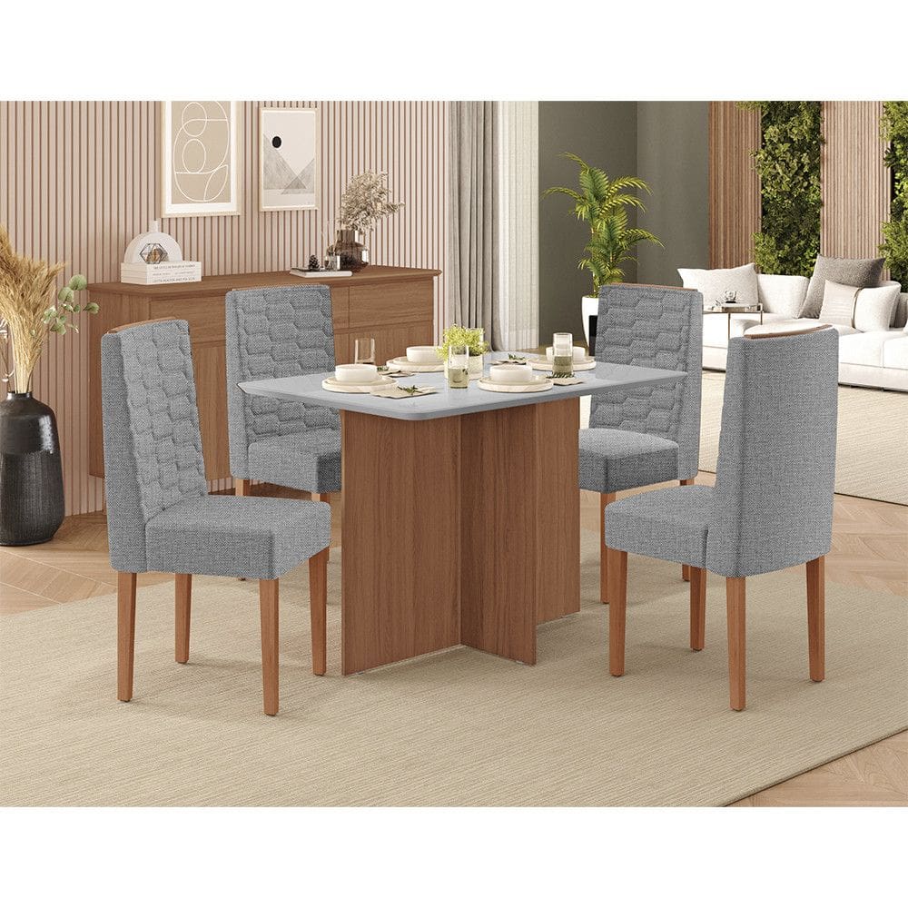 Conjunto Sala de Jantar Frida 120x80cm com 4 Cadeiras Coral Tuboarte