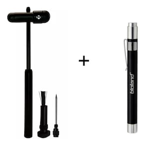 Kit Martelo De Reflexo Buck Black Edition + Lanterna Clínica/Médica LED Preta