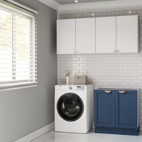 Lavanderia Modulada 3 Peças sem Tampo 2 Aéreos 1 Balcão 2 Portas Arizona Cabecasa Madeiramadeira Branco/Azul