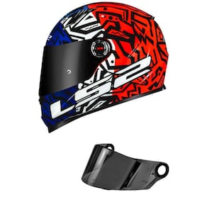Capacete LS2 FF358 Memphis Azul e Laranja Mais Viseira Fumê