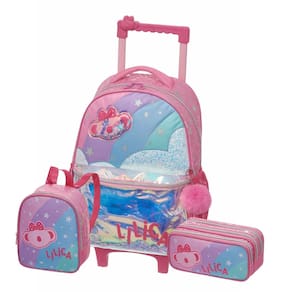 Kit Mochila Rodas Lilica Super Star Lancheira Estojo Triplo