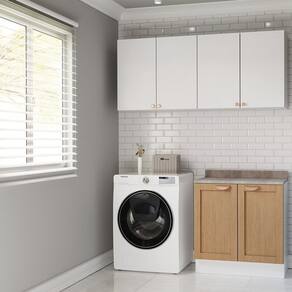 Lavanderia Modulada 3 Peças 2 Armários Aéreos 4 Portas 1 Balcão Arizona Cabecasa Madeiramadeira Branco/Figueira