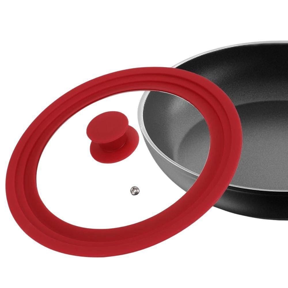 Tampa De Vidro Panela Frigideira Silicone 28-30-32cm Verm Gg