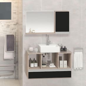 Conjunto Gabinete Venus 80cm Madeirado Preto