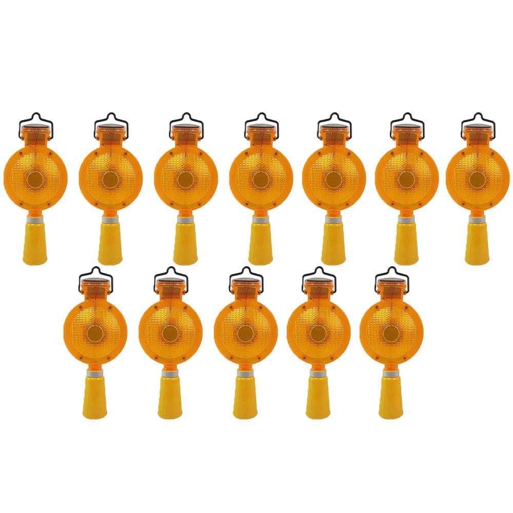 Sinalizador Viario Solar Kit 12 Uni Obra Sinalizaçao Cone Rua Estrada Rodovia Obra Segurança Iluminaçao