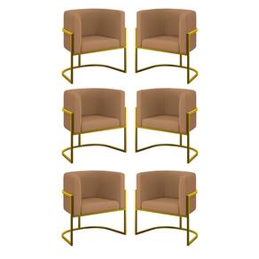 Kit 6 Cadeiras Poltrona Lua Veludo Gold Balaqui Capuccino