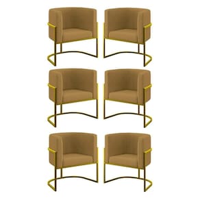Kit 06 Cadeiras Poltrona Lua Gold Balaqui Capuccino