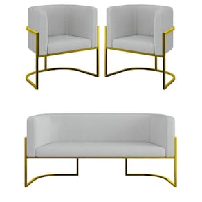 Kit Sofá 2 Lugares + 2 Poltronas Bouclê Gold Cinza