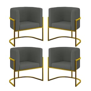Kit 4 Cadeiras Poltrona Lua Veludo Gold Balaqui Cinza