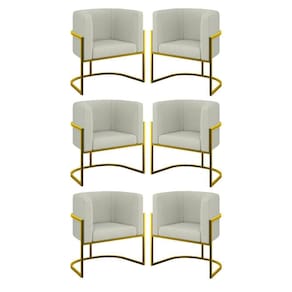 Kit 6 Cadeiras Poltrona Lua Bouclê Gold Balaqui Bege