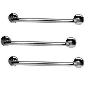 Barra de Apoio Inox 60cm Kit 3 unidades Idoso Deficiente Cadeirante Banheiro Acessibilidade Suporte Resistente Corrimao Escada Segurança