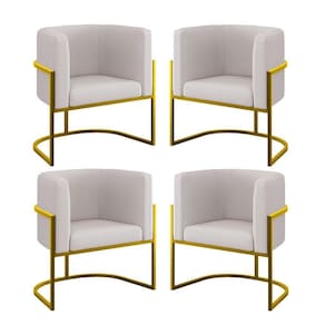 Kit 4 Cadeiras Poltrona Lua Veludo Gold Balaqui Bege