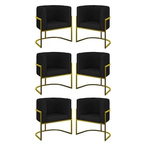 Kit 6 Cadeiras Poltrona Lua Corino Gold Balaqui Preto