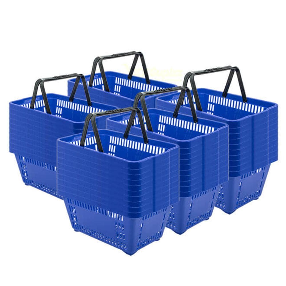 Kit 50 Cestas De Compras Plástica 16L Azul