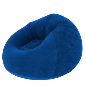 Sofá Poltrona Puff Inflável Aveludado Impermeável - Azul