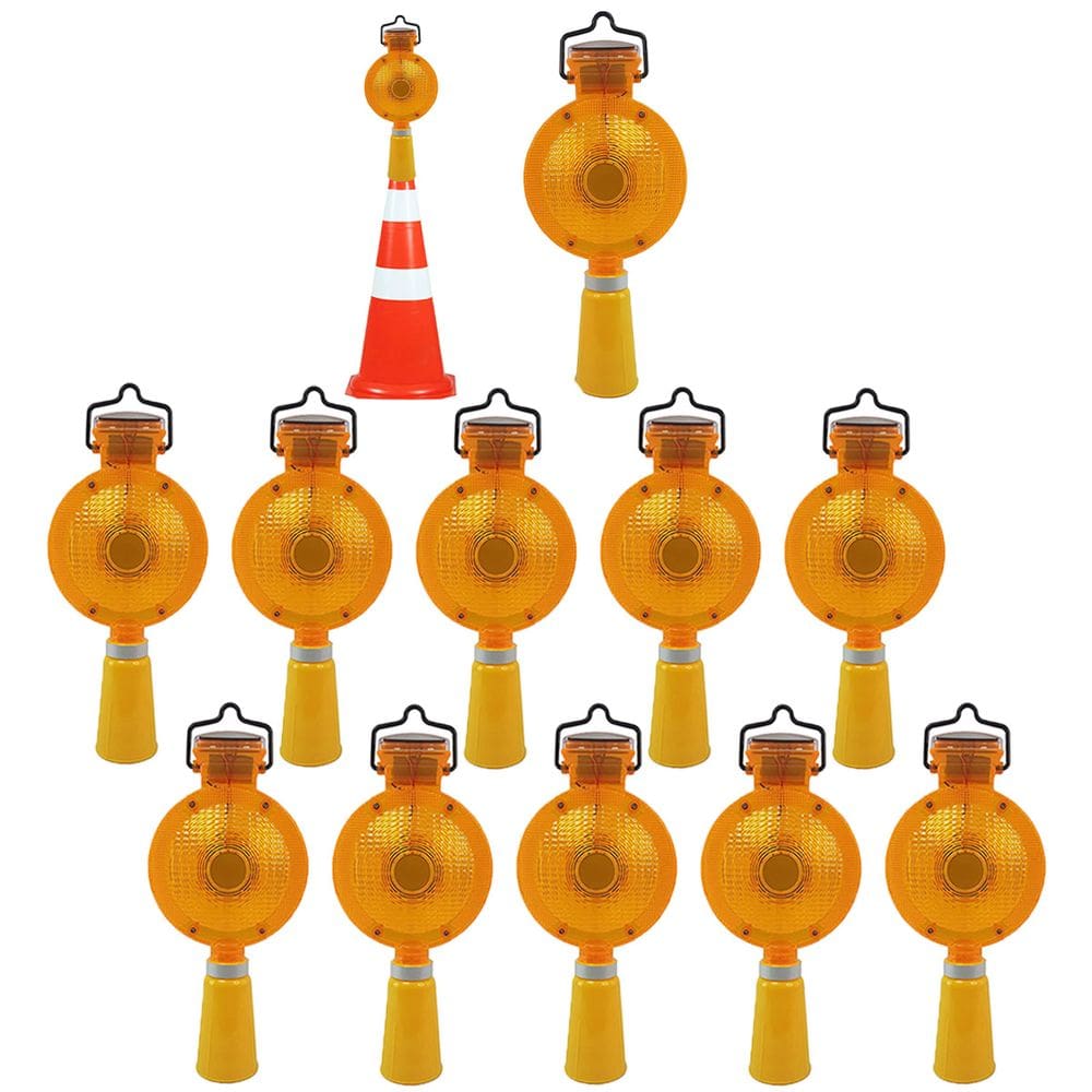 Sinalizador Viario Solar Cone Kit 11 Uni Segurança Iluminaçao Sinalizaçao Led Evita Acidentes