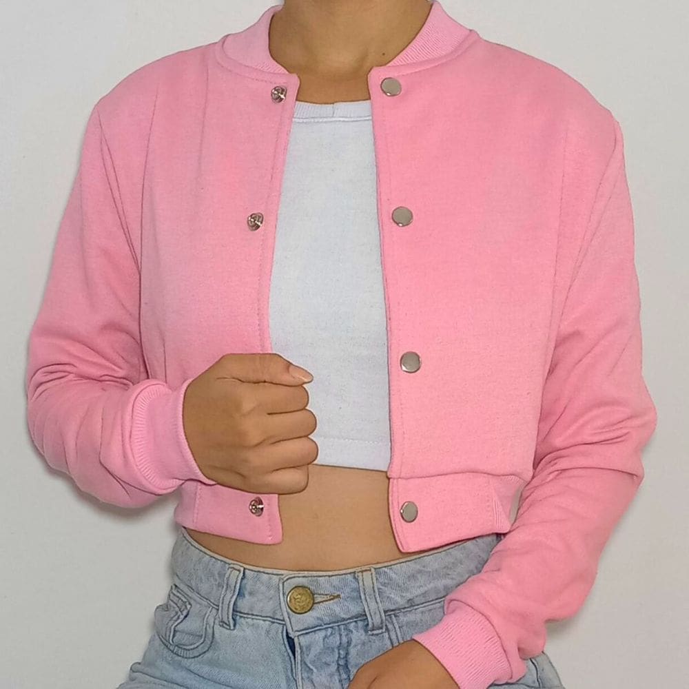 Jaqueta Cropped Moletom Feminina Casual Lisa Básica