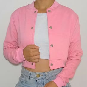 Jaqueta Cropped Moletom Feminina Casual Lisa Básica