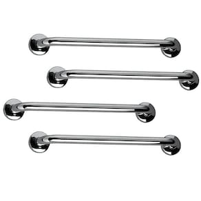 Barra de Apoio 60cm Inox Kit 4 unidades Idoso Banheiro Box Acessibilidade Deficiente Cadeirante Suporte Escada Corrimao Resistente Segurança