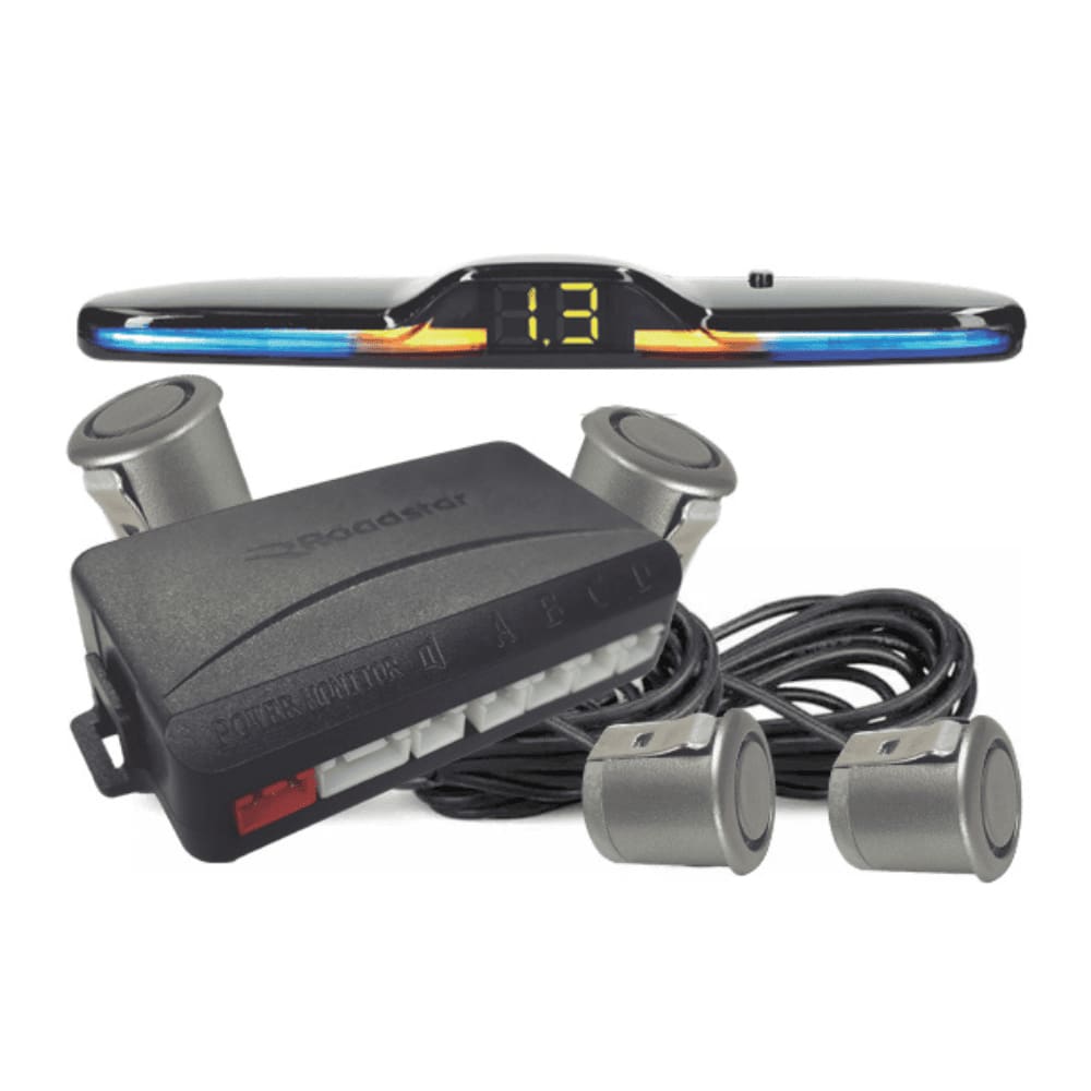 Sensor de Estacionamento Roadstar RS308BR com 4 Sensores e Display Indicador de Distancia Prata