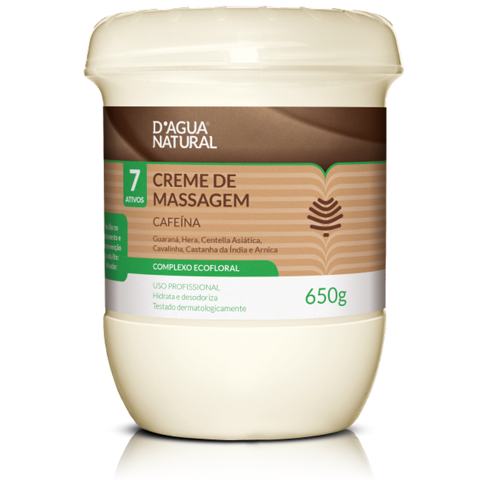Creme de Massagem D`agua Natural Cafeína 7 Ativos 650gr