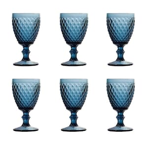 Conjunto De Taças De Vidro Para água 6 Peças 325 Ml Bico De Abacaxi Azul Lyor