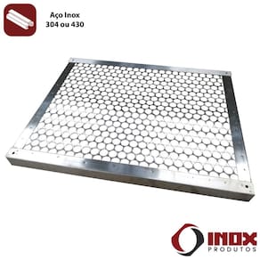 Grelha Inox com Tela Moeda - Modelo 03 - Inox 430 - 50x40x2,5 cm