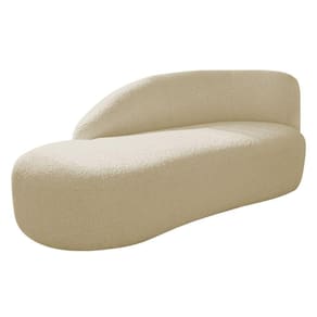 Divã Recamier Curvo Luna 140cm Lado Esquerdo Suede - Doce Sonho Móveis Bege