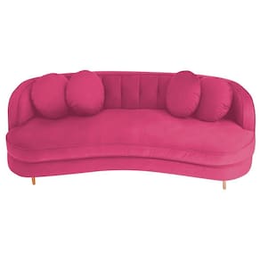 Sofá Curvo 2 Lugares Orgânico Luxo Panamá 140cm Suede Fúcsia