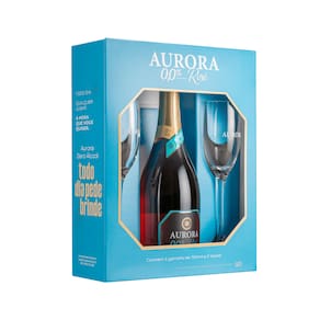 Maleta Zero Álcool Rosé com 2 taças Aurora 750 ml