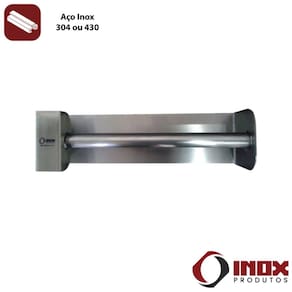 Suporte Inox com Porta Cadeado para Papel Higiênico Triplo - Modelo 02 - Inox 430 - 38x10x10 cm
