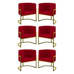 Kit 06 Cadeiras Poltrona Lua Gold Balaqui Vermelho