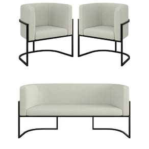 Kit Sofá 2 Lugares + 2 Poltronas Bouclê Preto Bege