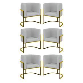 Kit 6 Cadeiras Poltrona Lua Bouclê Gold Balaqui Cinza