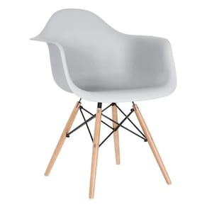 Cadeira Poltrona Charles Eames Eiffel Branca Pés Madeira