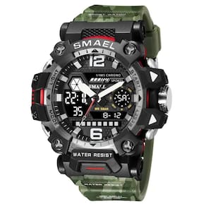 Relógio Smael Estilo Militar 8072mc Verde Camuflado