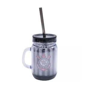 Caneca com Tampa e canudo 420ml - Corinthians
