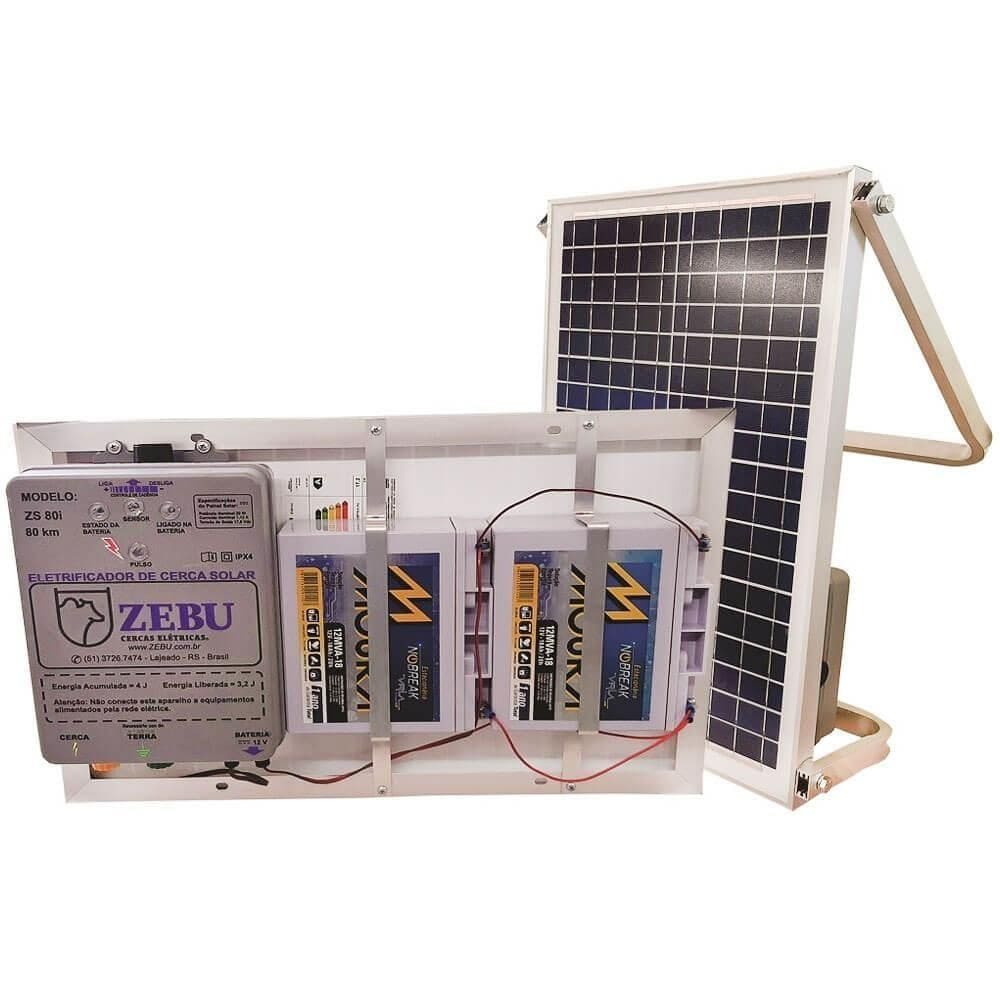 Kit Cerca Elétrica Solar Zebu ZS80I BI Bateria Integrada 40622