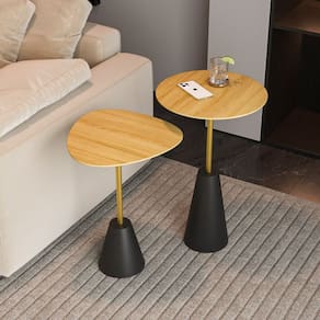 Conjunto Mesa de Canto Napoli Metal 65cm X 40cm X 40cm Natural Tawary / Dourado