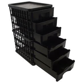 Gaveteiro 6 Gavetas Plástico Preto Organizador Multiuso
