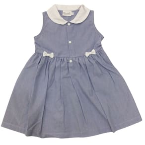 Vestido Infantil Noruega Listrado Azul e Branco
