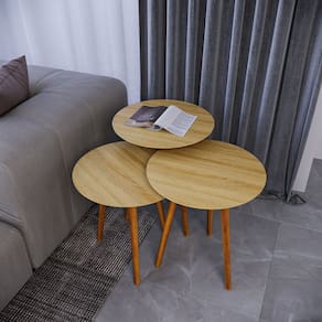 Trio Mesa de Canto 56cm X 45cm X 45cm Natural Tawary