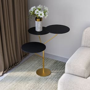 Mesa de Canto Trieste 65cm X 57cm X 57 Cm PRETO / DOURADO