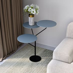 Mesa de Canto Trieste 65cm X 57cm X 57 Cm Cristal / Preto