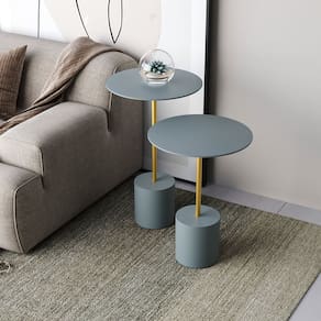 Conjunto Mesa de Canto Parma Metal 65cm X 40cm X 40 Cm Cristal / Dourado