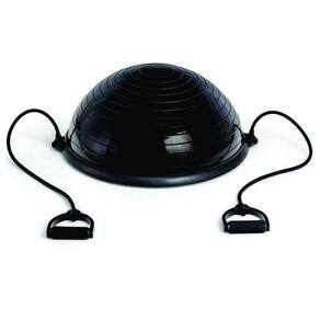 Meia Bola Bosu Ball Suíça Com Bomba Alças Pilates Step Preto