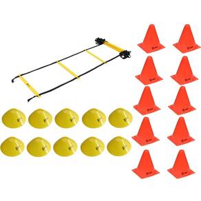 Kit Escada de Agilidade PVC 4m + 10 Cones Amarelos/Laranjas