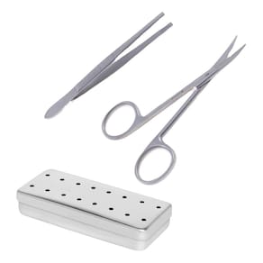 Kit Sutura Retirar Pontos Esterilizável Com Estojo Aço Inox