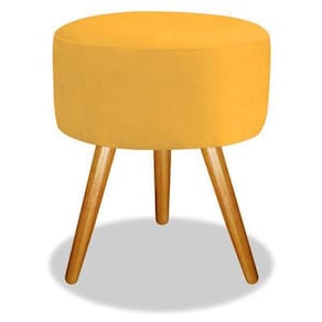 Puff Pufe Banco Banquinho Magnus Decorativo Suede Amarelo