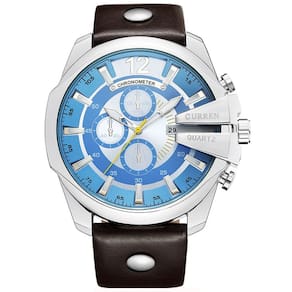 Relógio masculino Curren 8176 Cronógrafo de quartzo com pulseira de PU